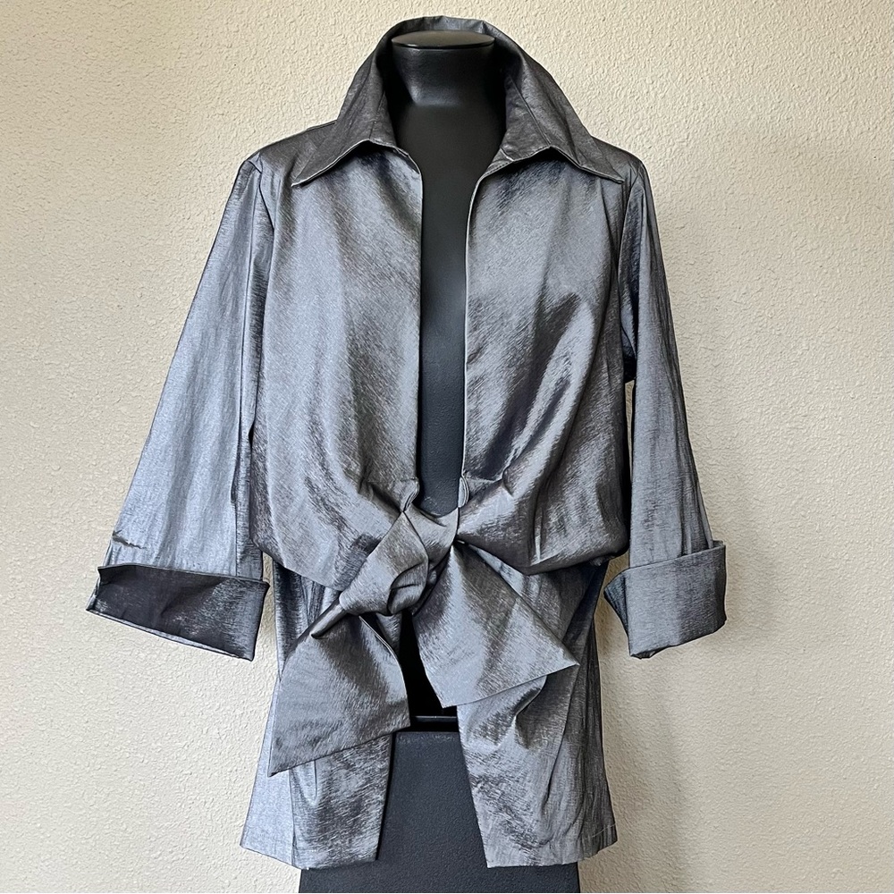 Metallic Silver Gray Blazer Size L